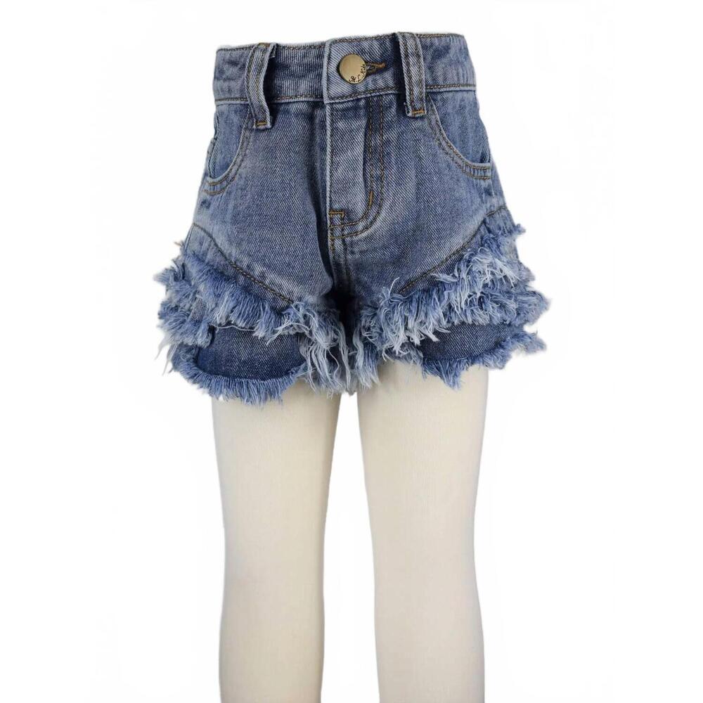 NEW ML KIDS girl's li'l britches tiered denim shorts in blue